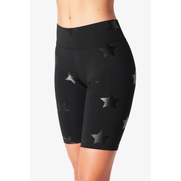 Terez Black Tonal Star Foil UpLift Bike Shorts, XS - Picture 1 of 6